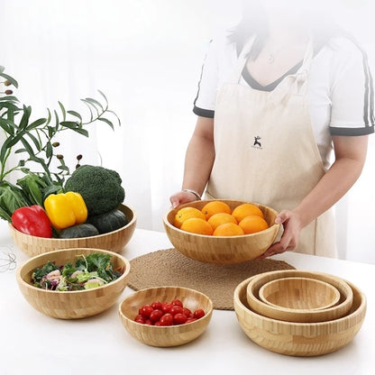 Natural Bamboo Salad Bowl Fruit Bowl Eco Friendly Kitchen Decor