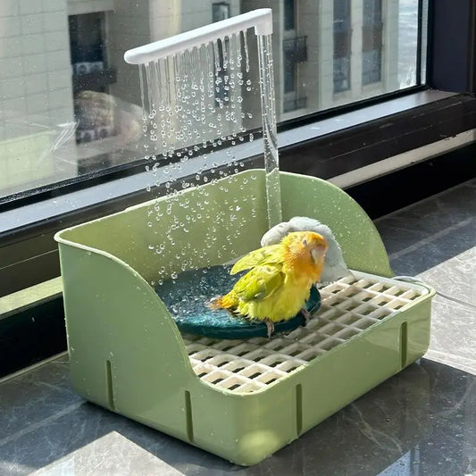 Automatic Circulating Bird Bath Basin USB Powered Pet Bird Shower Bathing Accessory