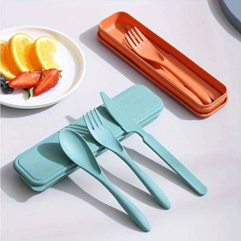 Portable 3-in-1 Cutlery Set Carry Case Travel Picnic Outdoor Entertaining