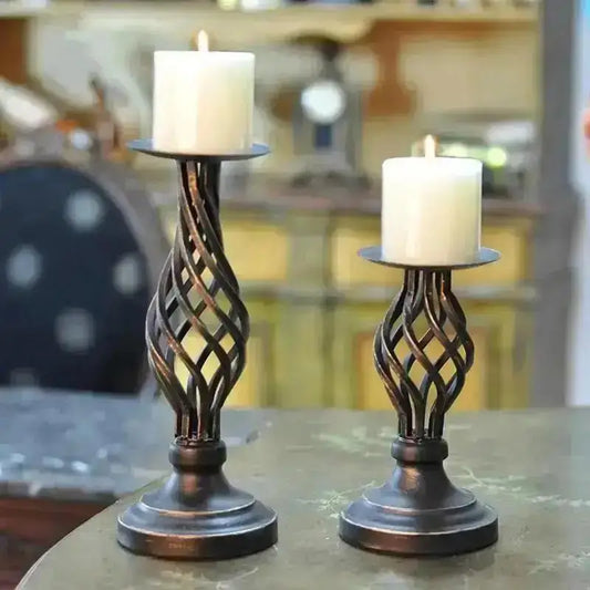 Glass Hurricane Pillar Candle Holder Retro Dining Table Decor