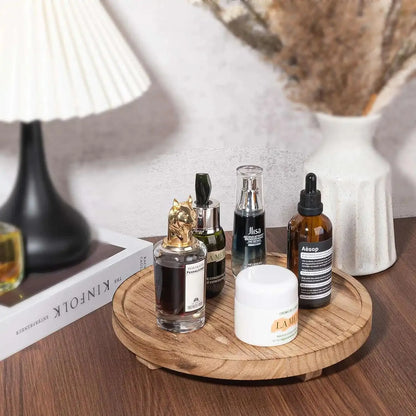 Natural Wooden Vanity Tray Round Edges Countertop Display Home Decor