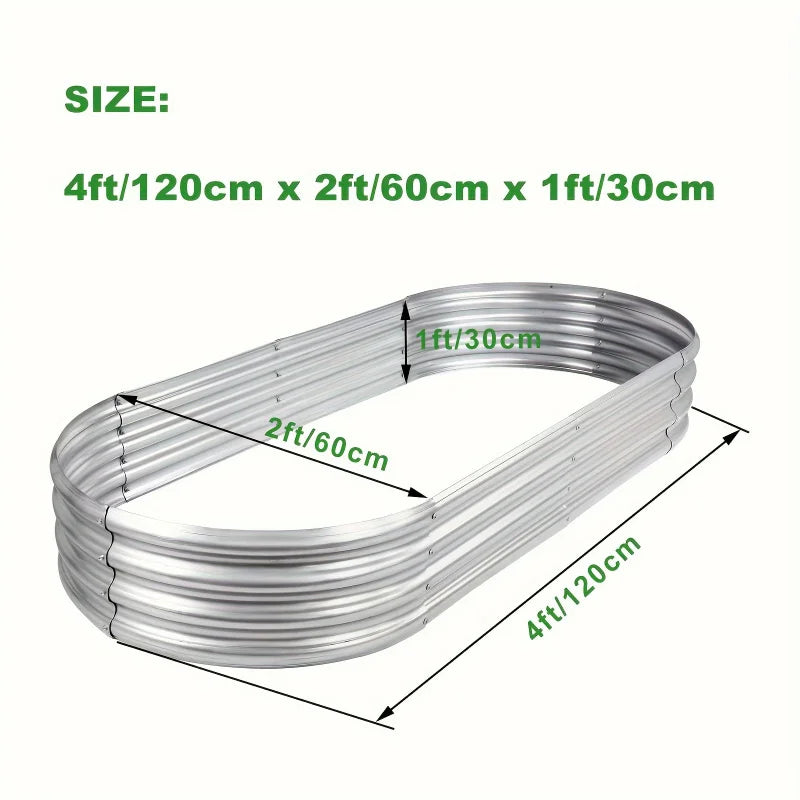 Galvanized Raised Garden Bed Oval Large Metal Planter Outdoor