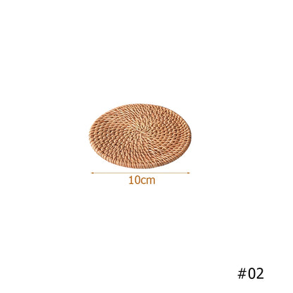 Natural Rattan Coaster Handwoven Boho Table Decor Home Accessories