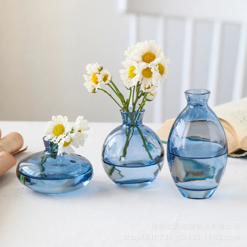 3-Piece Glass Bud Vase Set Vintage Table Setting Shelf Decor