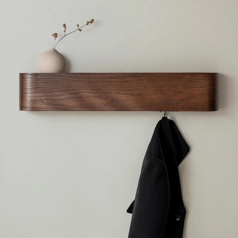 Walnut Wood Wall Coat Hook Entryway Decor Hallway Storage