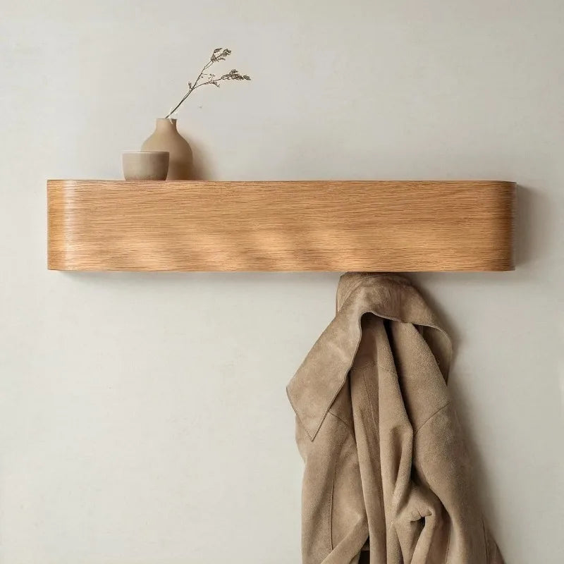 Walnut Wood Wall Hanger Entrance Coat Hook Stand Home Decor