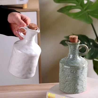Handmade Ceramic Oil and Vinegar Bottle Set 400ml Kitchen Decor