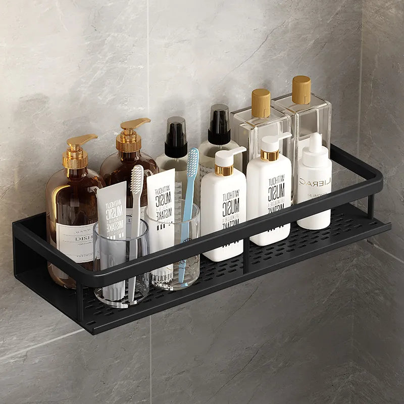 Black Shower Shelf Caddy Modern Bathroom Organiser Home Decor