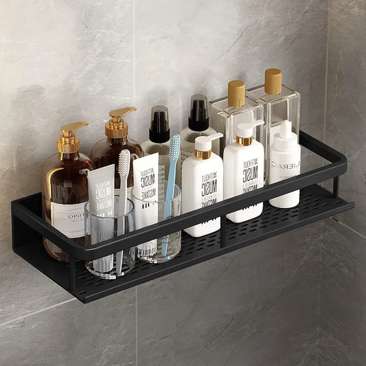 Black Shower Shelf Caddy Modern Bathroom Organiser Home Decor
