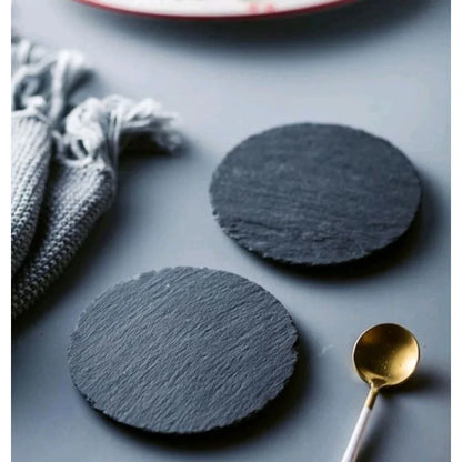 Natural Slate Stone Coaster Japanese Style Round Square Home Decor