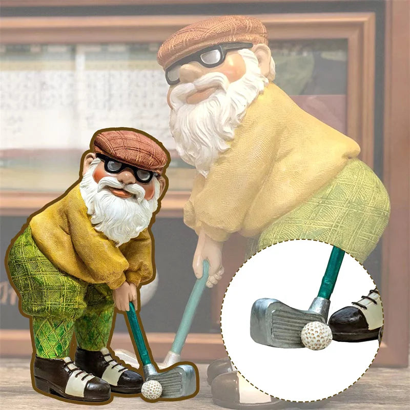 Resin Golf Gnome Garden Ornament Waterproof Outdoor Patio Yard Decor