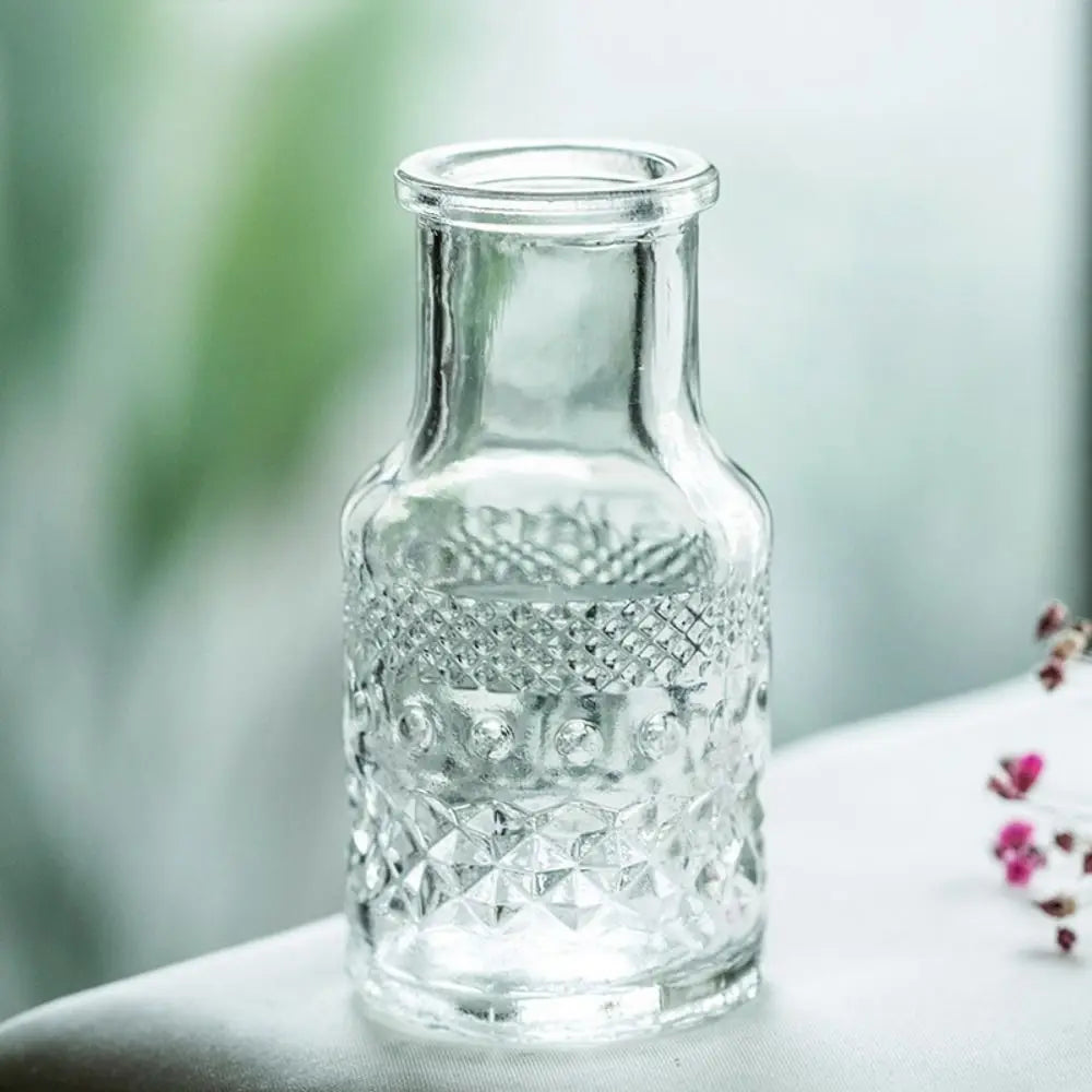 Retro Relief Mini Glass Vase Set of 10 Crystal Clear Bud Vase Home Decor