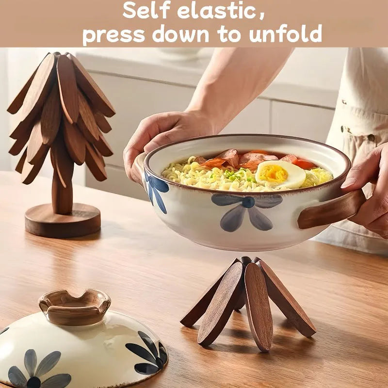 Bamboo Tree Design Trivet Set Heat Resistant Pot Stand Home Decor