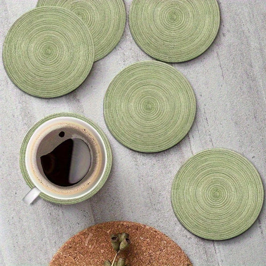 Round Wooden Coaster Set of 6 Retro Natural Wood Table Decor