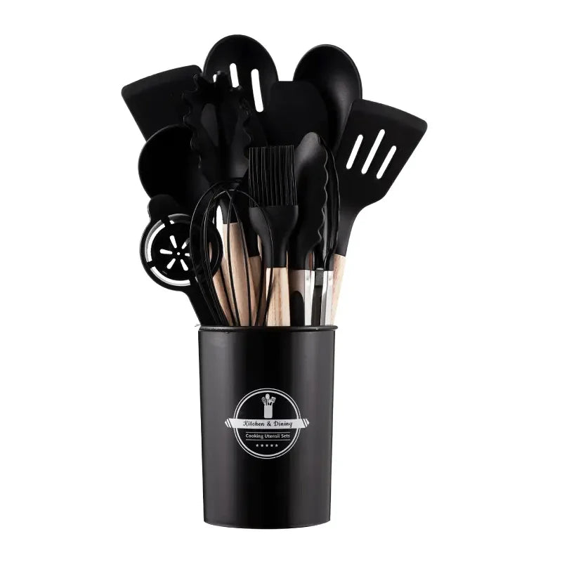 Silicone Utensil Set 14 Piece Cooking Tools with Storage Holder