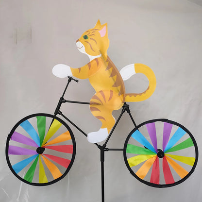 Animal Riding Bicycle Wind Spinner Colourful Outdoor Garden Yard Decoration