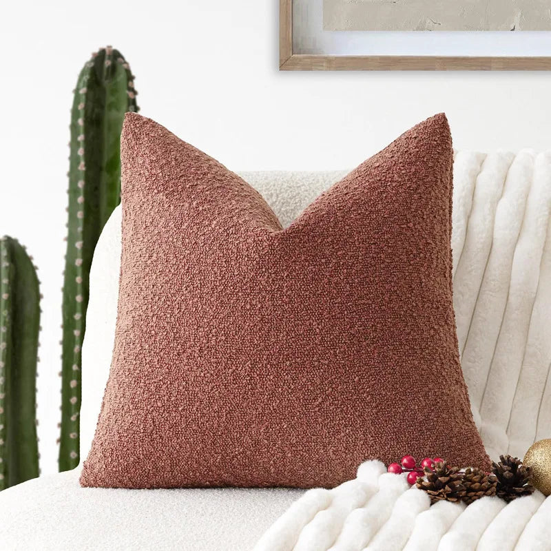 Bouclé Textured Cushion Cover Soft Looped Sofa Pillow Cover Home Decor