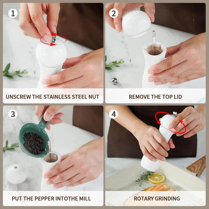 Adjustable Ceramic Salt and Pepper Grinder Set Kitchen Table Home Decor