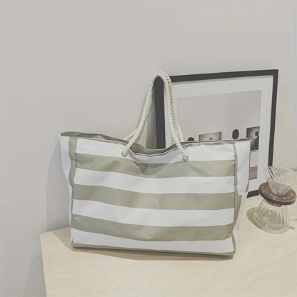 Waterproof Sand Proof Beach Bag Foldable Large Tote Striped Shoulder