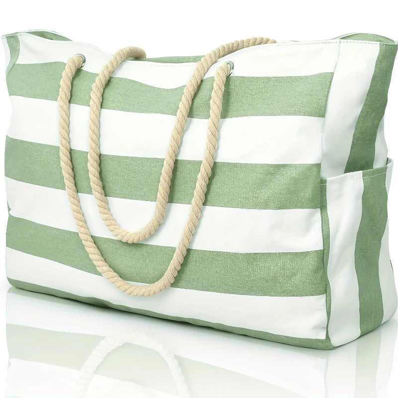 Waterproof Sand Proof Beach Bag Foldable Large Tote Striped Shoulder