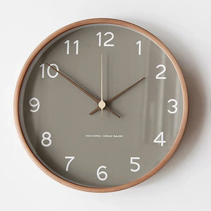Solid Wood and Glass Silent Wall Clock Nordic Modern Living Room Home Decor