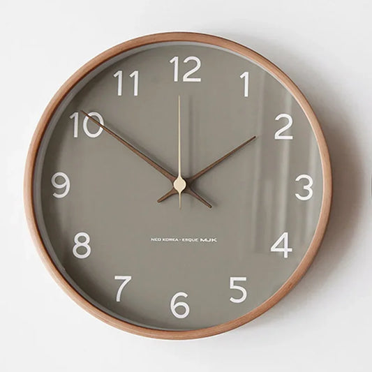 Solid Wood and Glass Silent Wall Clock Nordic Modern Living Room Home Decor