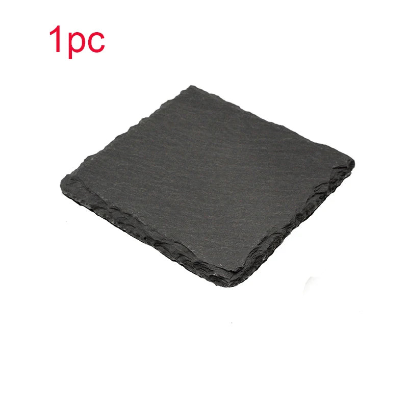 Natural Slate Stone Coaster Japanese Style Round Square Home Decor