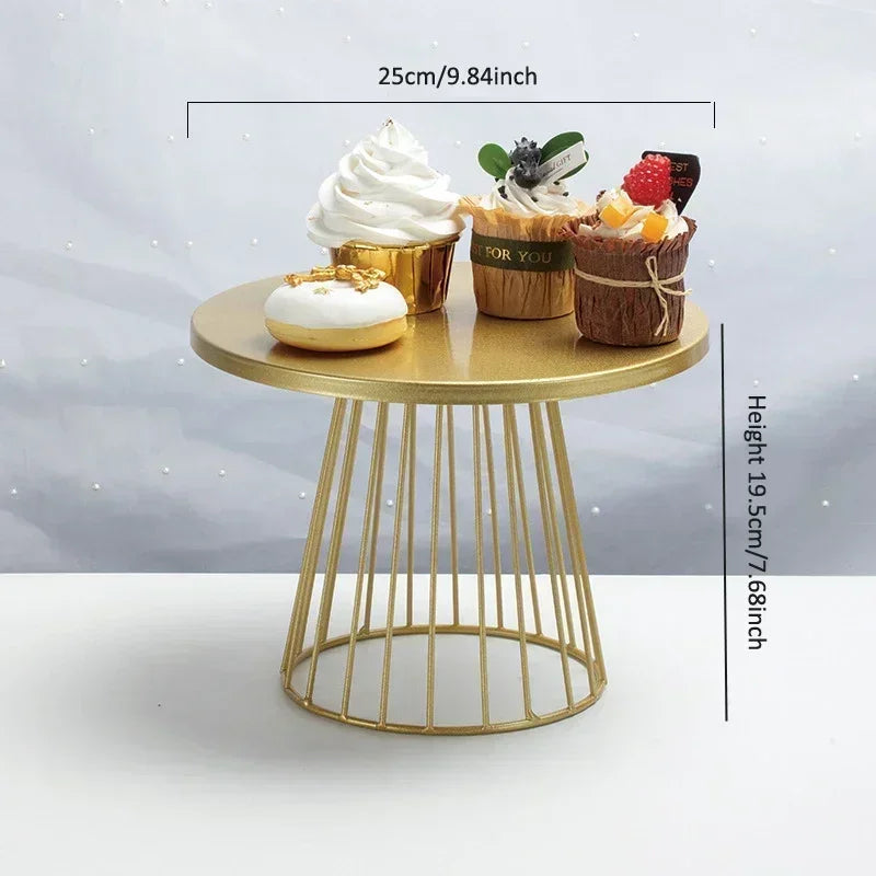Metal Cake Stand Gold Silver Dessert Display Plate Party Decor