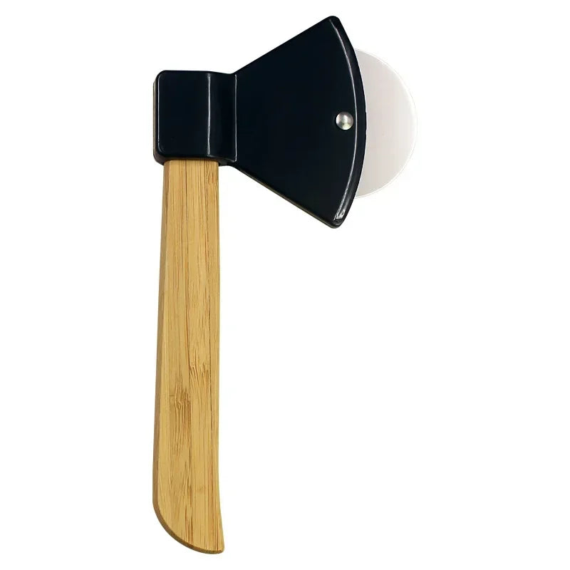 Stainless Steel Pizza Cutter Bamboo Handle Rotating Blade Kitchen Decor