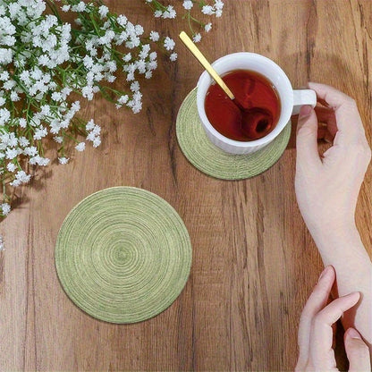 Round Wooden Coaster Set of 6 Retro Natural Wood Table Decor