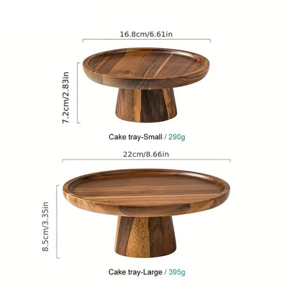 Acacia Wood High Foot Cake Stand Dessert Display Plate Home Decor