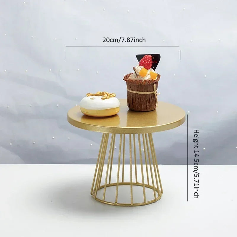 Metal Cake Stand Gold Silver Dessert Display Plate Party Decor
