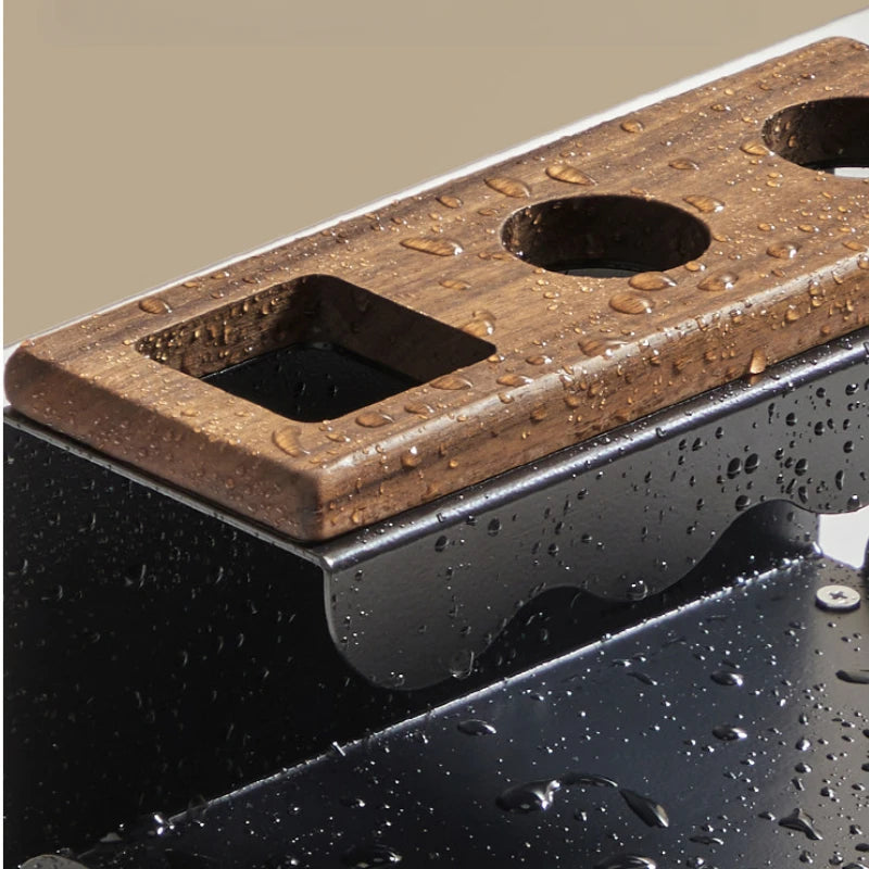 Walnut Wood Bathroom Organiser Toothbrush Holder Vanity Counter Decor