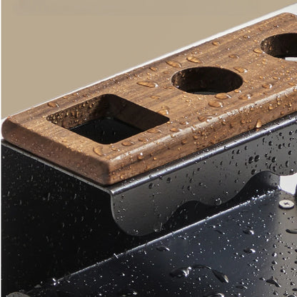 Walnut Wood Bathroom Organiser Toothbrush Holder Vanity Counter Decor