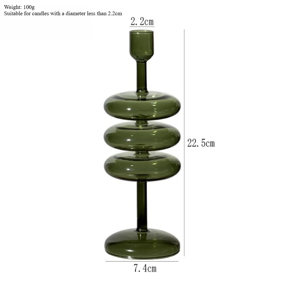 Nordic Coloured Glass Taper Candle Holder Dining Table Decor
