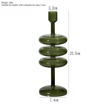Nordic Coloured Glass Taper Candle Holder Dining Table Decor