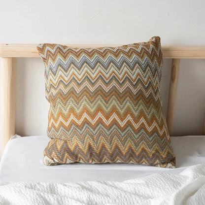 Boho Striped Knitted Cushion Cover Handmade Textured Sofa Pillow Cover Home Decor