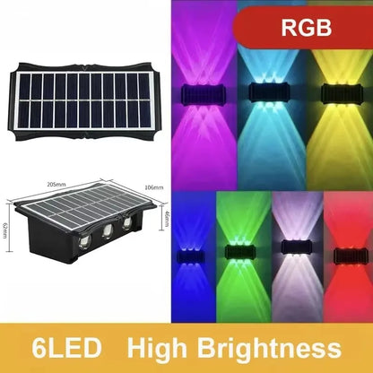 Solar LED Up Down Wall Light Outdoor Waterproof Garden Balcony Fence Decor Light