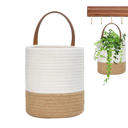 Handwoven Rope Storage Basket Natural Cotton Organiser Home Decor