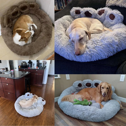 Plush Round Dog Bed Bolster Washable Lounge Room Pet Gift