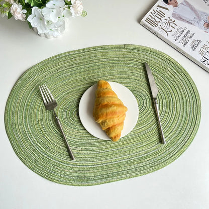 Oval Woven Placemat Set Natural Braided Dining Table Mat
