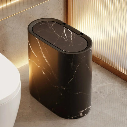 Nordic Marble Texture Press-Top Trash Can Narrow Odour-Proof Bathroom Home Decor