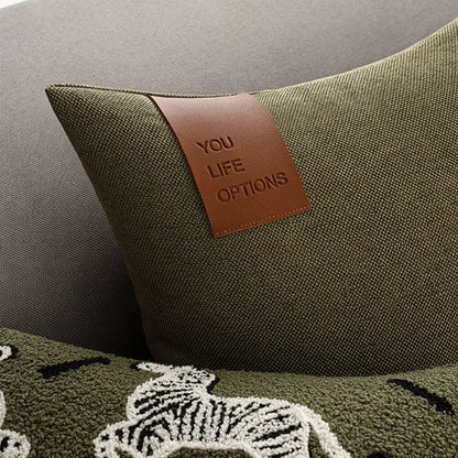 Premium Leather Label Splicing Cushion Cover Nordic Minimalist Home Decor
