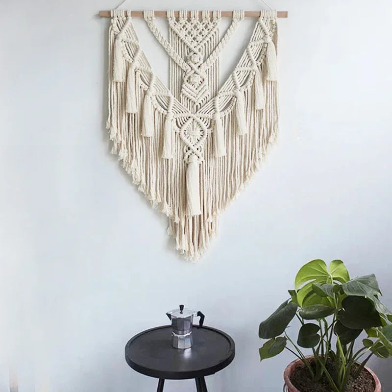 Macrame Woven Wall Hanging Boho Geometric Art Tapestry Home Decor