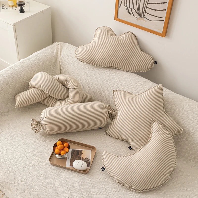 Plush Shape Pillow Cloud Star Moon Knot Sugar Kids Room Decor