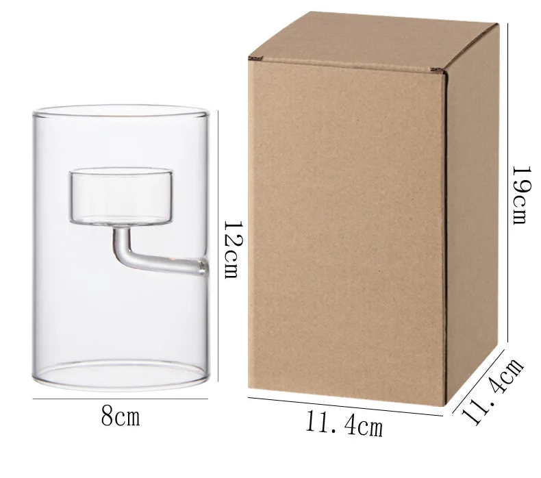 Glass Hurricane Candle Holder Cylindrical Windproof Home Decor