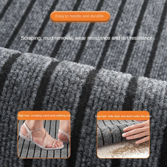 Heavy-Duty PVC Striped Door Mat Anti-Slip Outdoor Entrance Home Decor