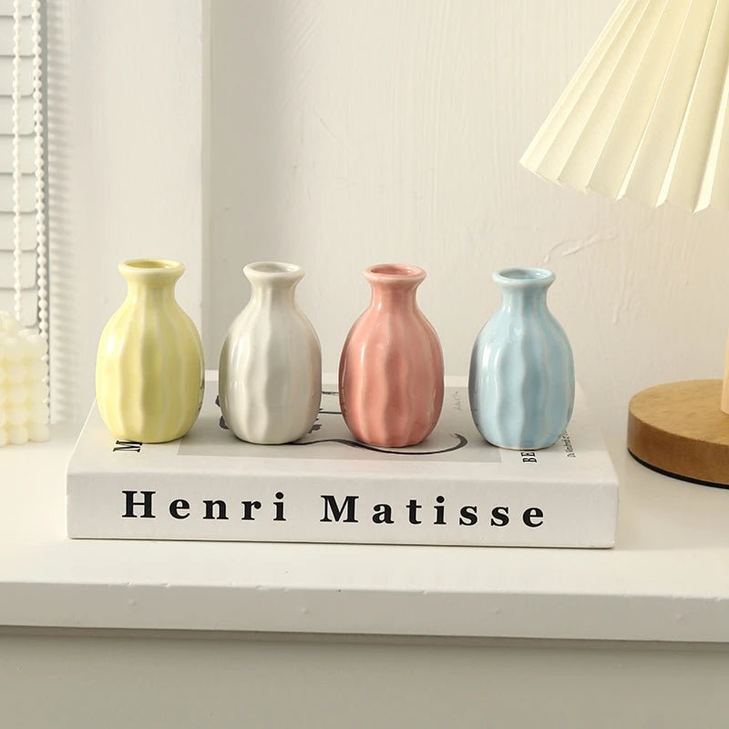 Mini Candy Colour Ceramic Bud Vase Small Flower Vase Shelf Decor