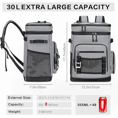 30L Insulated Cooler Backpack Waterproof Thermal Picnic Camping Bag