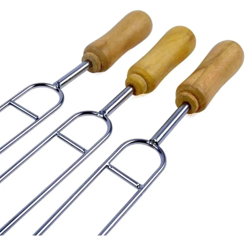 6-Piece Stainless Steel U-Shaped BBQ Skewer Set Double Prong Grilling Forks Outdoor